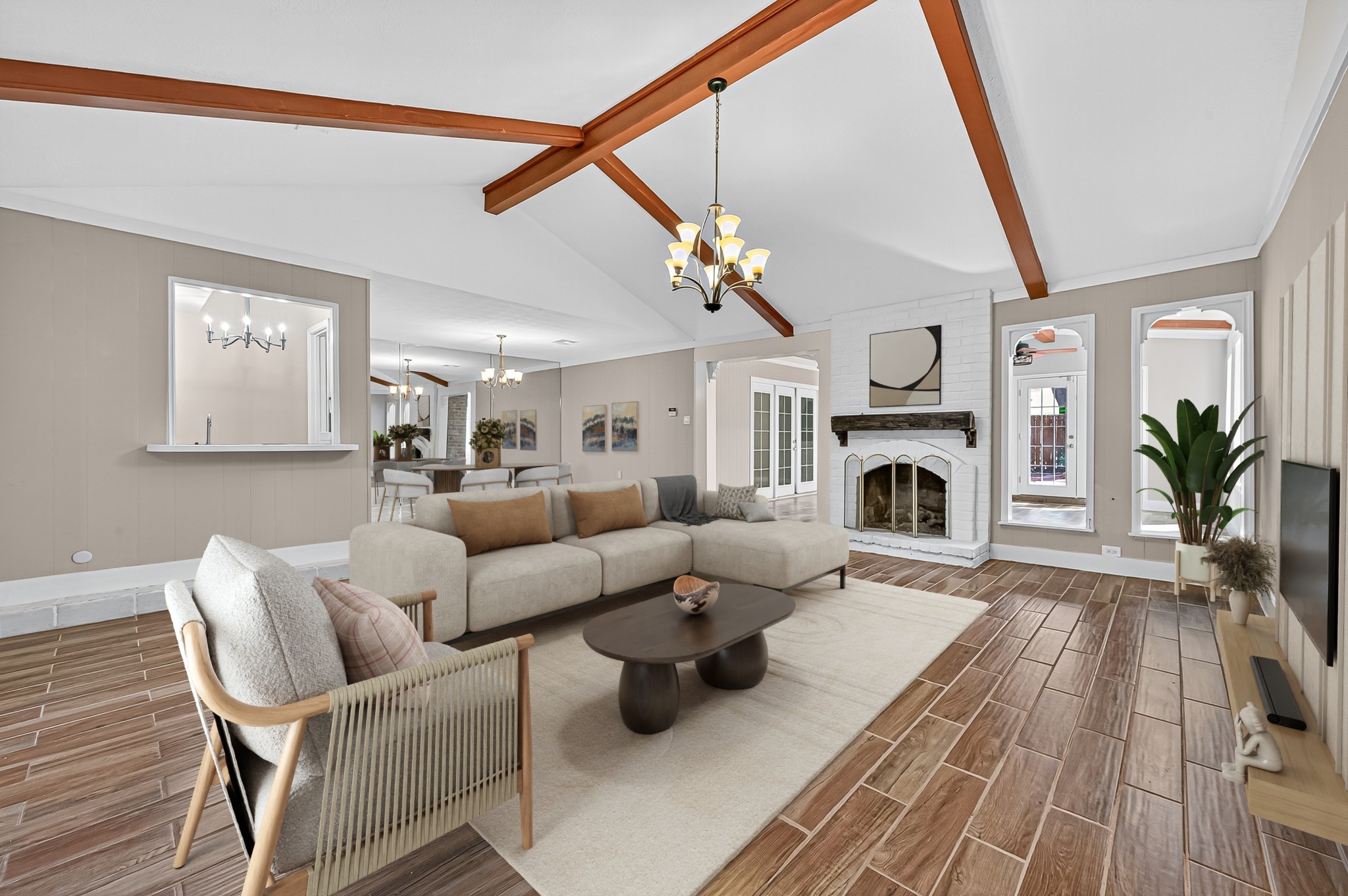 13903 Chevy Chase Drive Houston, TX 77077 - Photo 9 of 48 a living room with furniture or couch and a fireplace