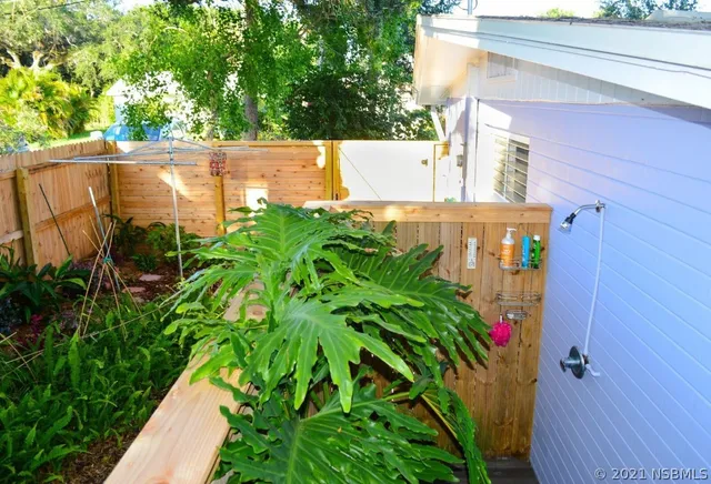 a view of a garden with plants