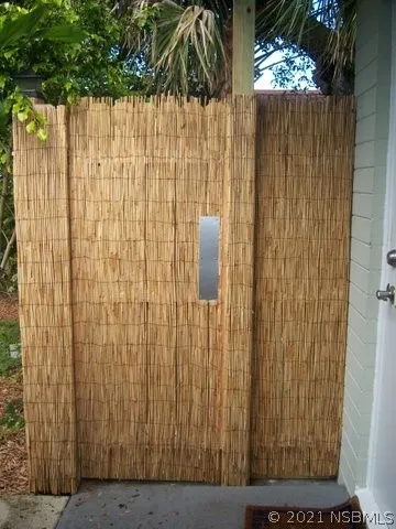 a view of a shower curtain