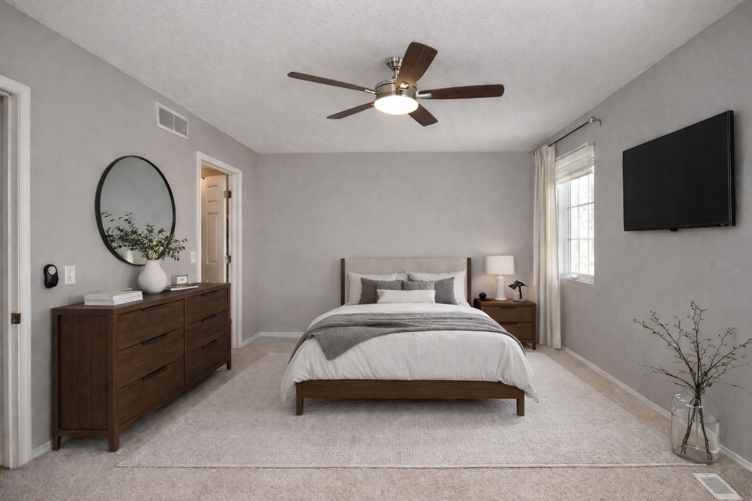 5 Andy Court, Unit 4 Bloomington, IL 61704 - Photo 21 of 52 a bedroom with a bed and a flat screen tv