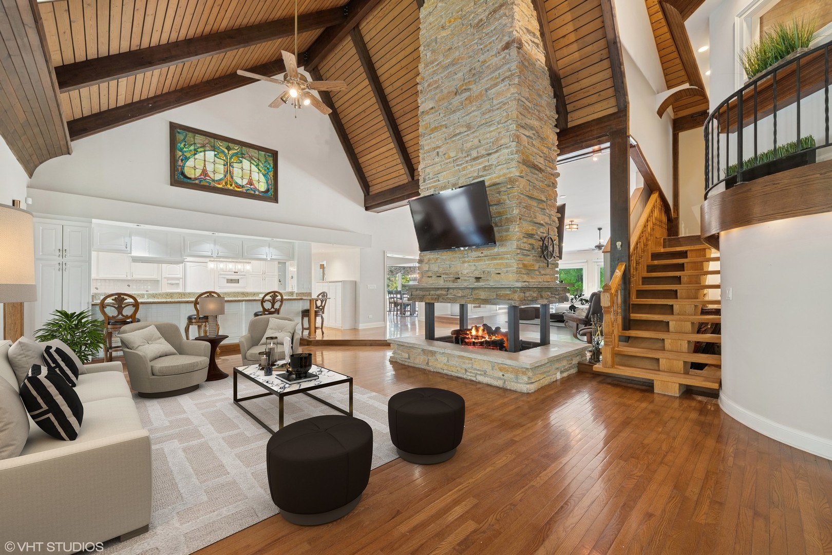 153 Algonquin Road Barrington Hills, IL 60010 - Photo 11 of 95 a living room with fireplace furniture and a wooden floor
