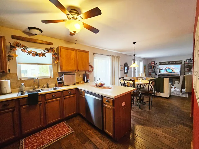 a kitchen with lots of counter top space