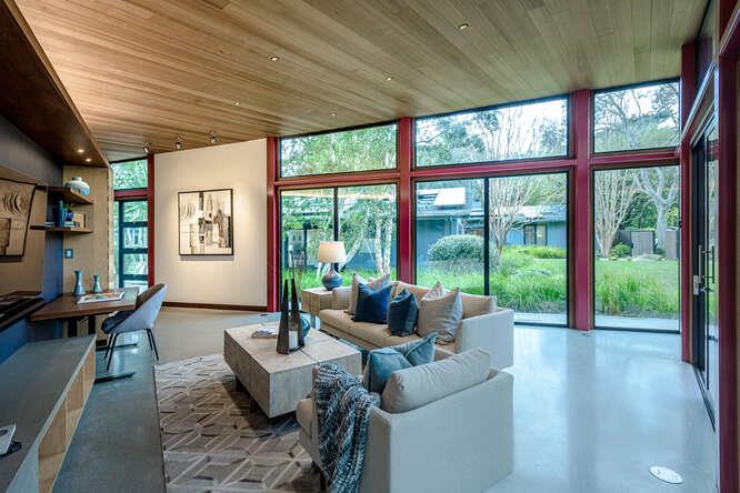 747 Bromfield Road Hillsborough, CA 94010 - Photo 68 of 76 a living room with furniture and a large window