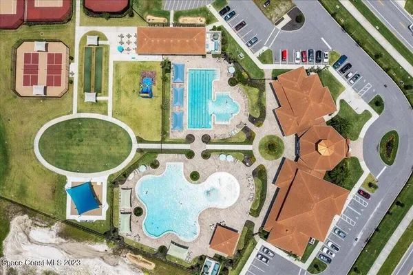 an aerial view of a house