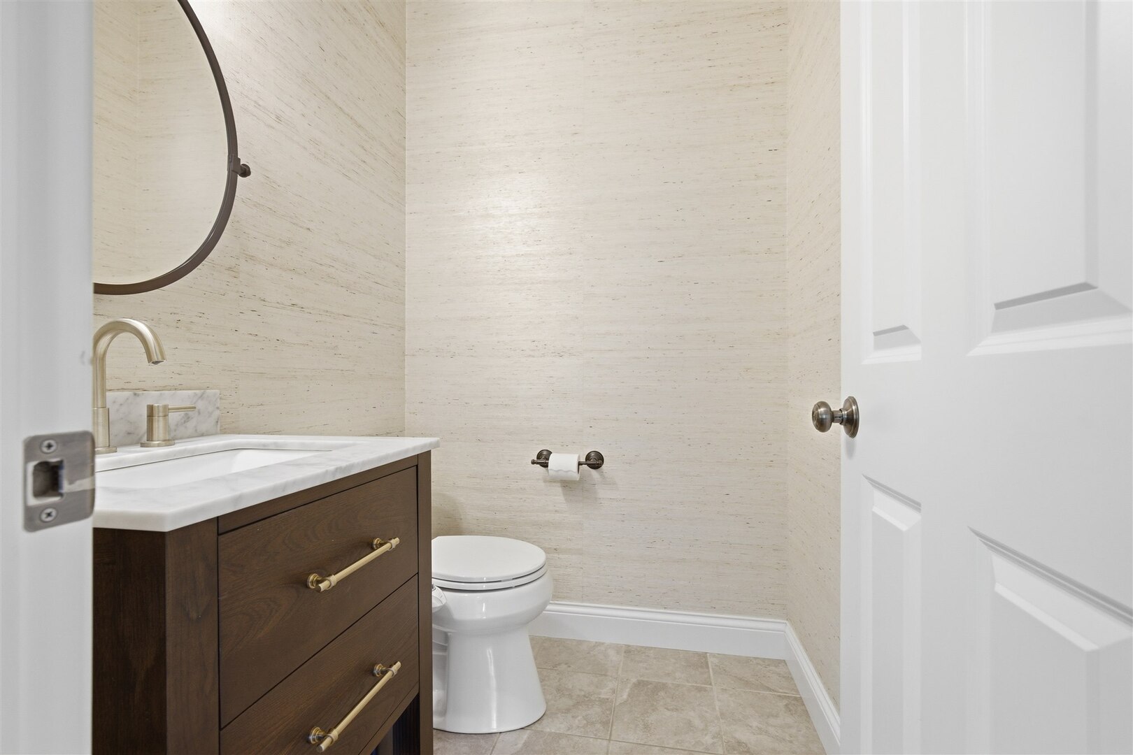 1248 Talon Lane Forsyth, IL 62535 - Photo 36 of 67 a bathroom with a granite countertop sink toilet and a mirror