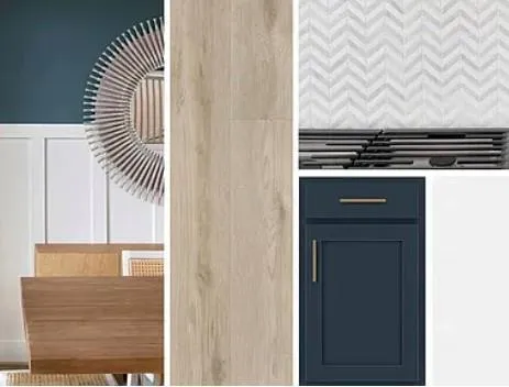 a view of kitchen and wooden floor