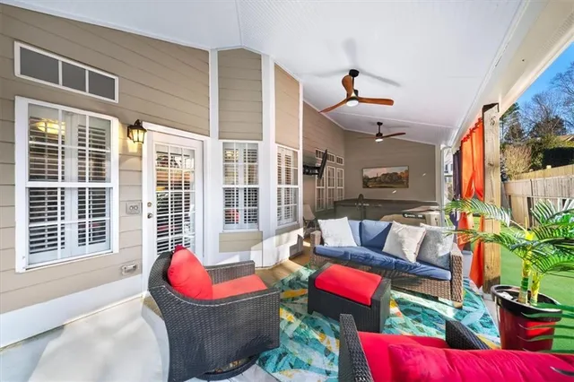 a outdoor living room with furniture