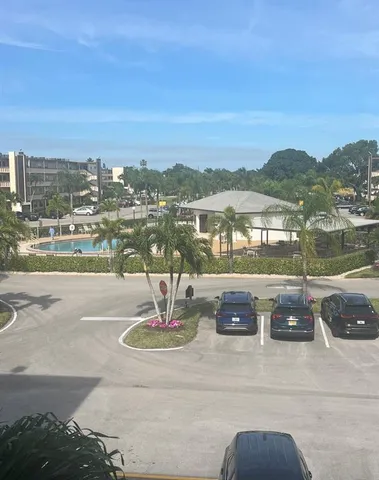 a view of a lake with a city