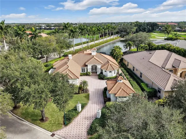an aerial view of a house with a garden