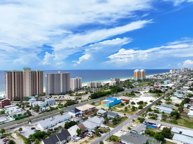 an aerial view of a city