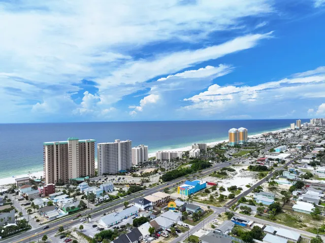 a view of city from a balcony