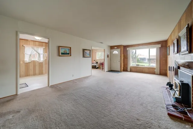 a view of a livingroom with a flat screen tv