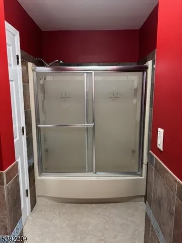 a bathroom with a bathtub