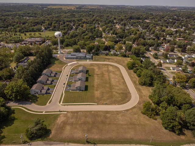 an aerial view of a house