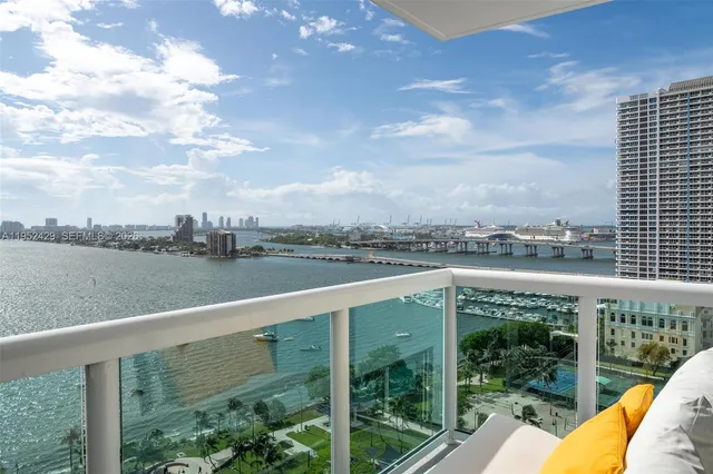 a view of a lake from a balcony