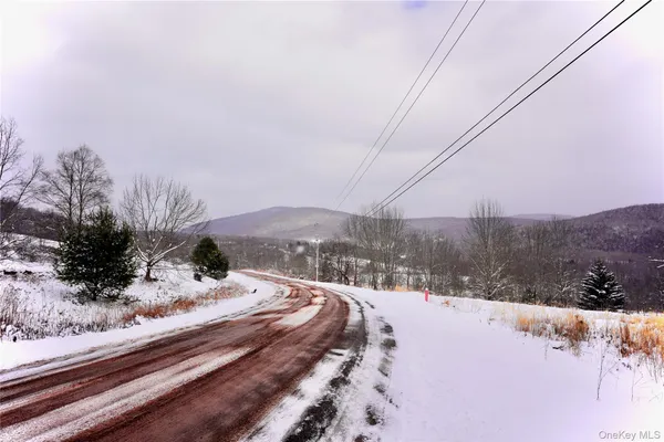 a view of a road with a snow on the road