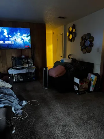 a living room with furniture and a flat screen tv