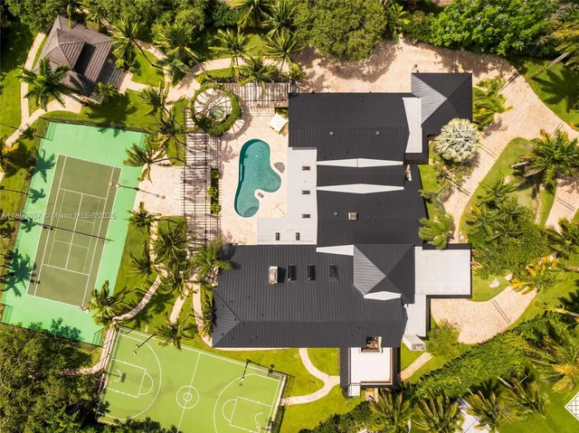 an aerial view of a house