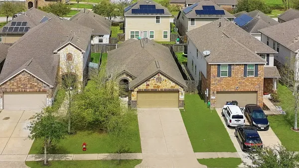 an aerial view of a house