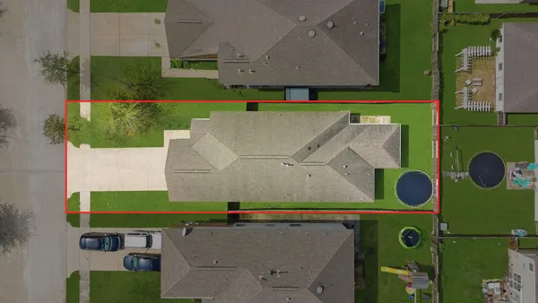 an aerial view of a house