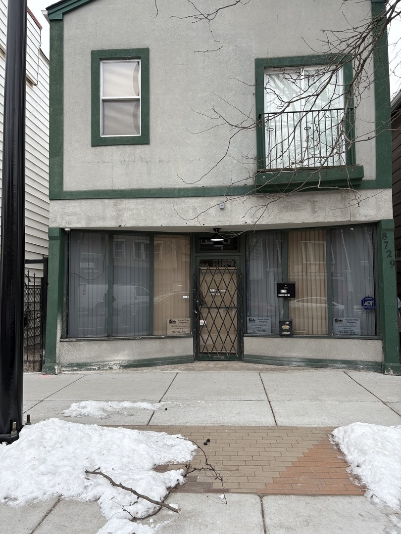 a front view of a building