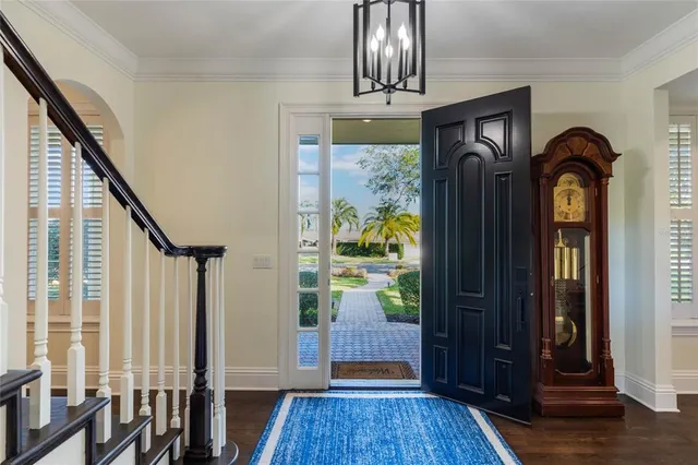 a view of a lake with a city