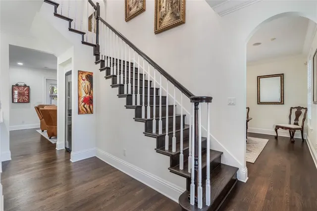 a view of a lake with a city