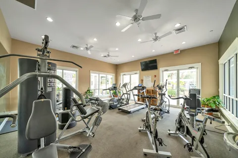 a view of a room with gym equipment