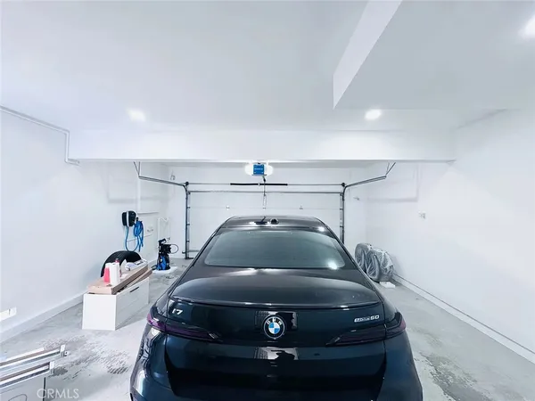 a car parked in a garage