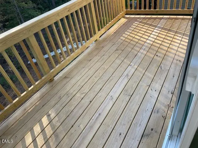 a view of wooden balcony