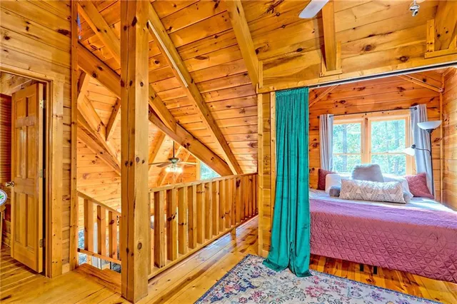 a balcony with a couch