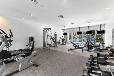 a view of a room with gym equipment