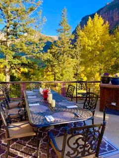 a view of a balcony with an outdoor space