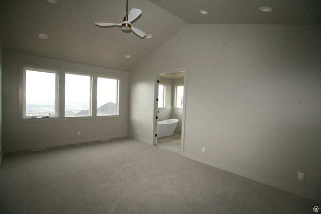 635 East Mountain Road North Ogden, UT 84414 - Photo 17 of 33 Spacious room featuring vaulted ceilings, recessed lighting, and an overhead ceiling fan