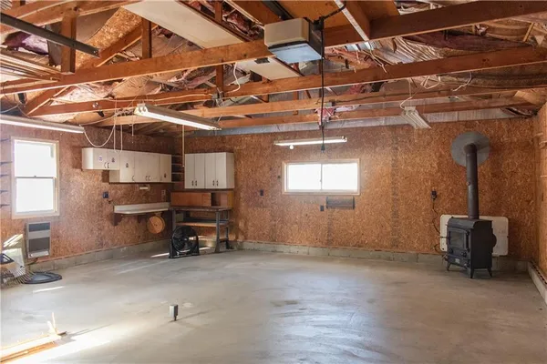 a view of a garage with furniture