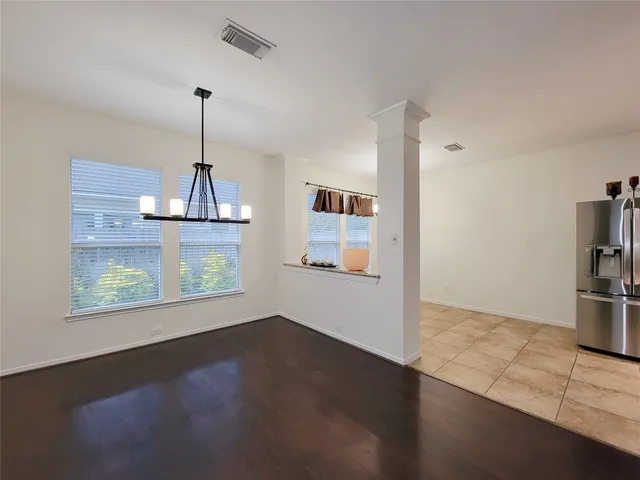 a view of a room with a window