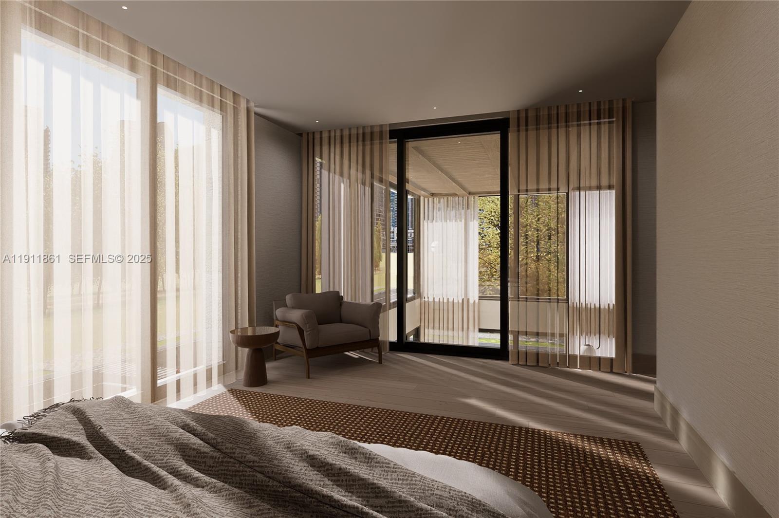 1445 Bay Road Miami Beach, FL 33139 - Photo 17 of 27 a bedroom with a bed and a large window