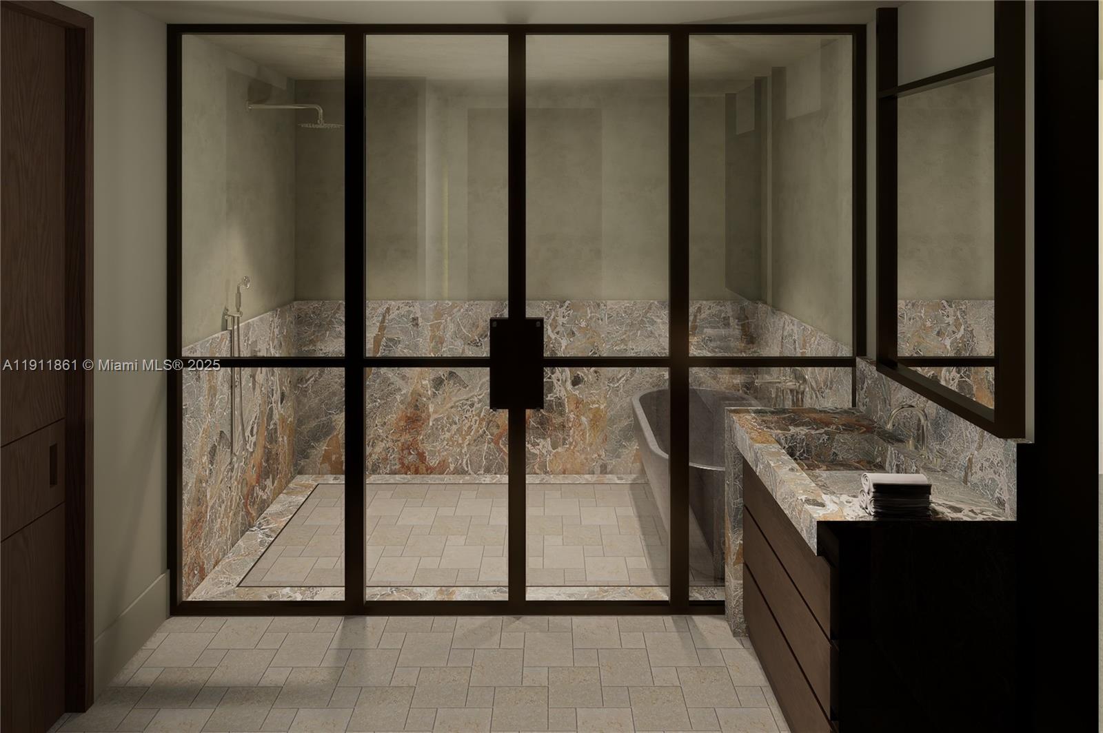 1445 Bay Road Miami Beach, FL 33139 - Photo 23 of 27 a bathroom with a sink and mirror