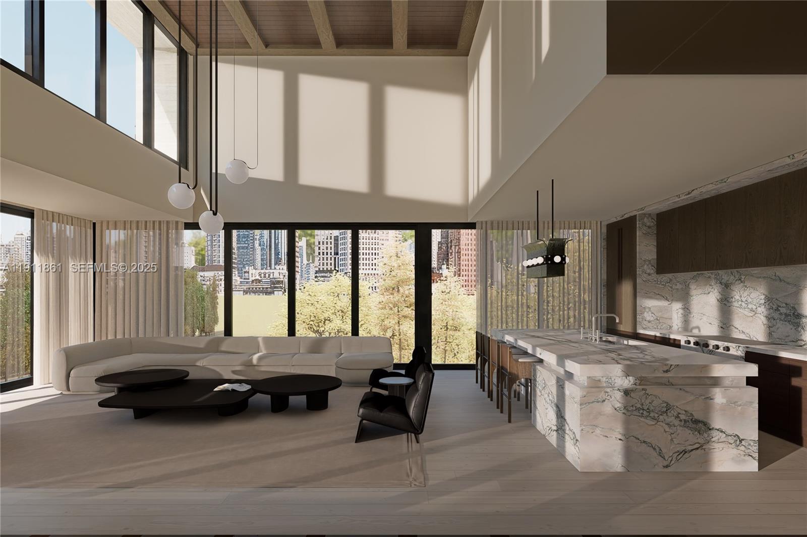 1445 Bay Road Miami Beach, FL 33139 - Photo 4 of 27 a bedroom with furniture and large windows