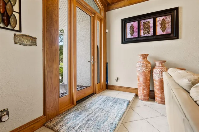 a view of a building with sitting area