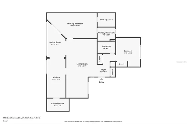 $1,500 | 7744 St Andrews Boulevard, Unit 1, Weeki Wachee, FL 34613