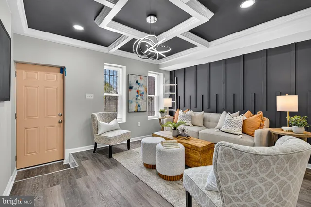 a living room with furniture