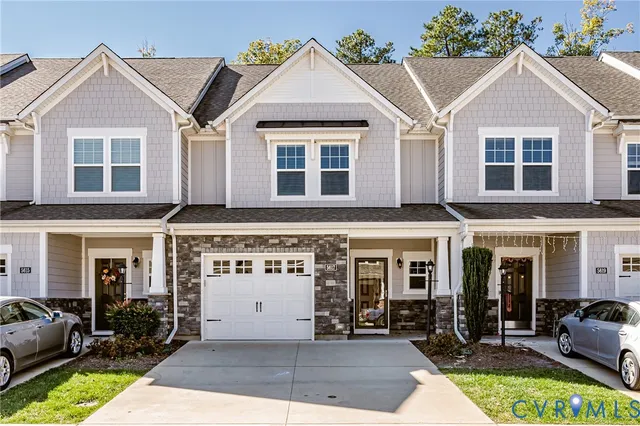 a view of a building with sitting area