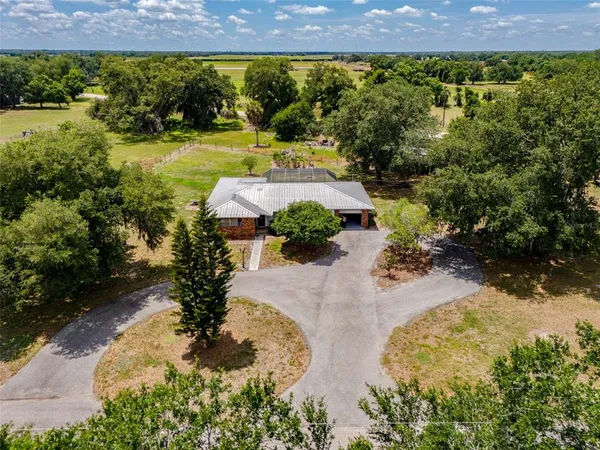 an aerial view of a house