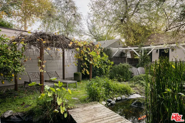 a view of a yard with plants