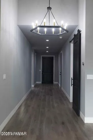 a view of a livingroom with a chandelier