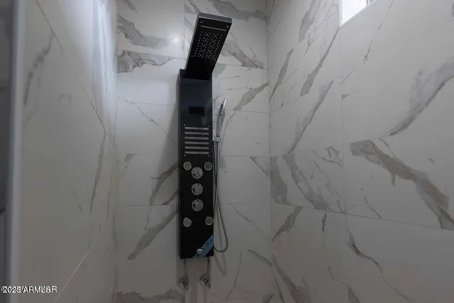 a view of small space with racks on the wall