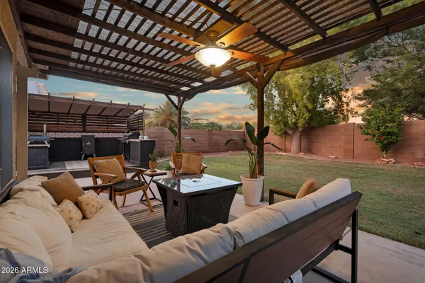 a living room with furniture