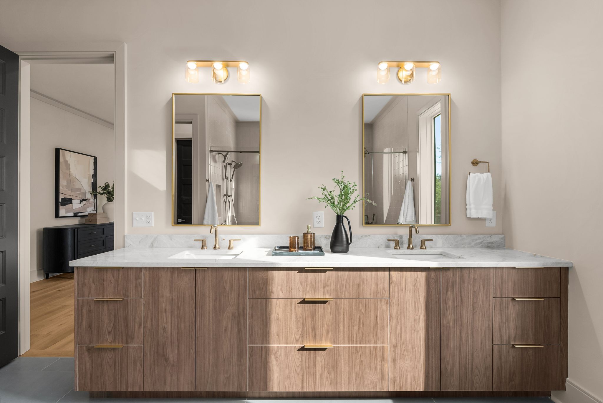 2306 Riverside Drive Nashville, TN 37216 - Photo 27 of 44 a bathroom with a granite countertop sink and a mirror