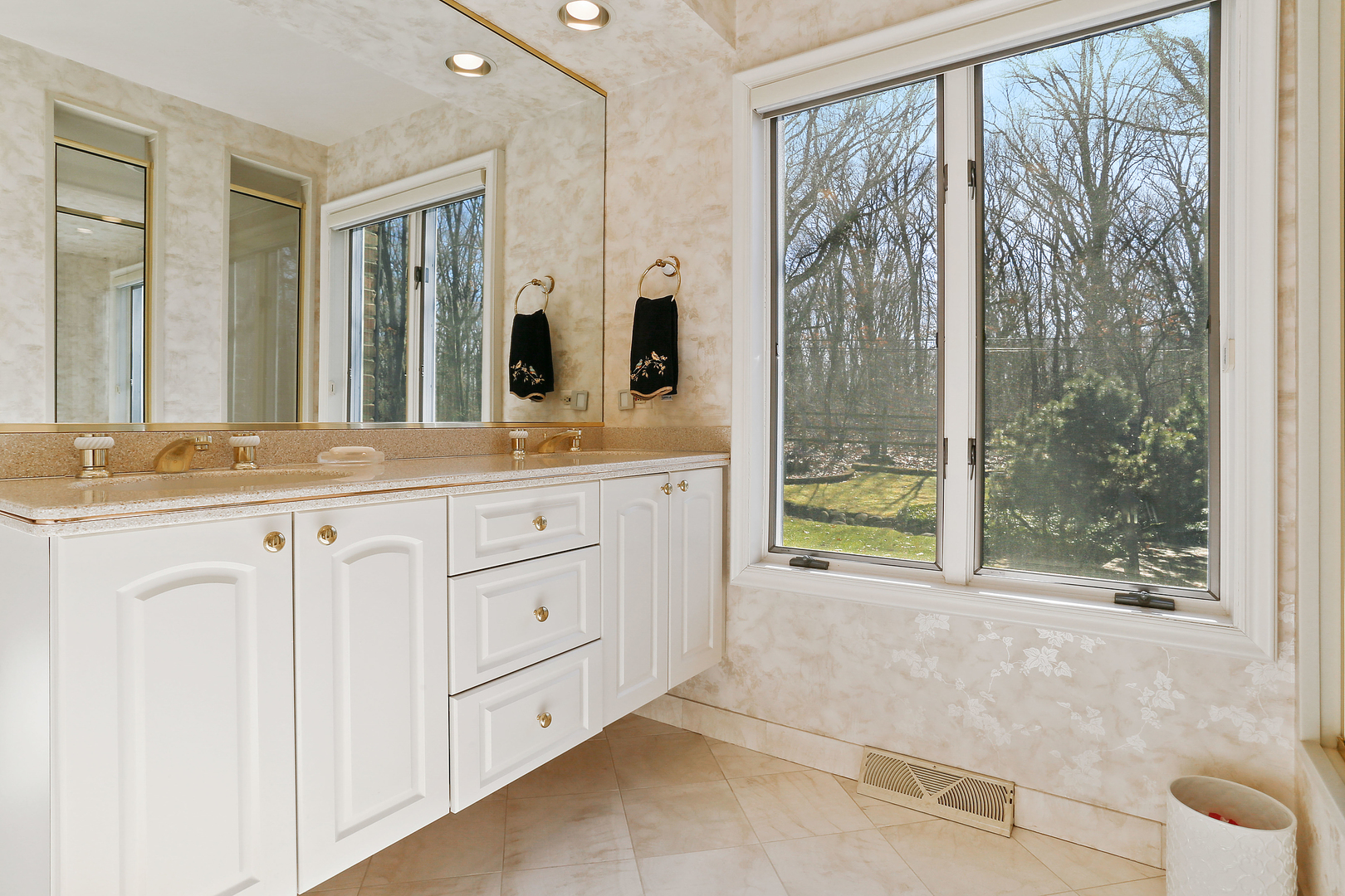 43 Ramsgate Drive Palos Park, IL 60464 - Photo 32 of 50 a bathroom with a granite countertop sink and a mirror
